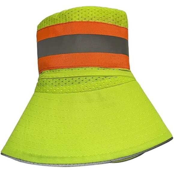 Unisex High Visibility Reflective Bucket Hat Mesh Wide Brim Work Safety Boonie - Picture 6 of 8